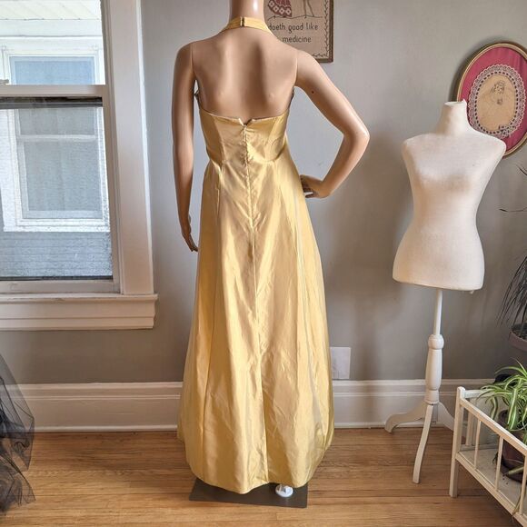 Vintage 90s Zum Zum Prom Dress Gold Brocade Gown Princess Formal Size 3 - Picture 13 of 13